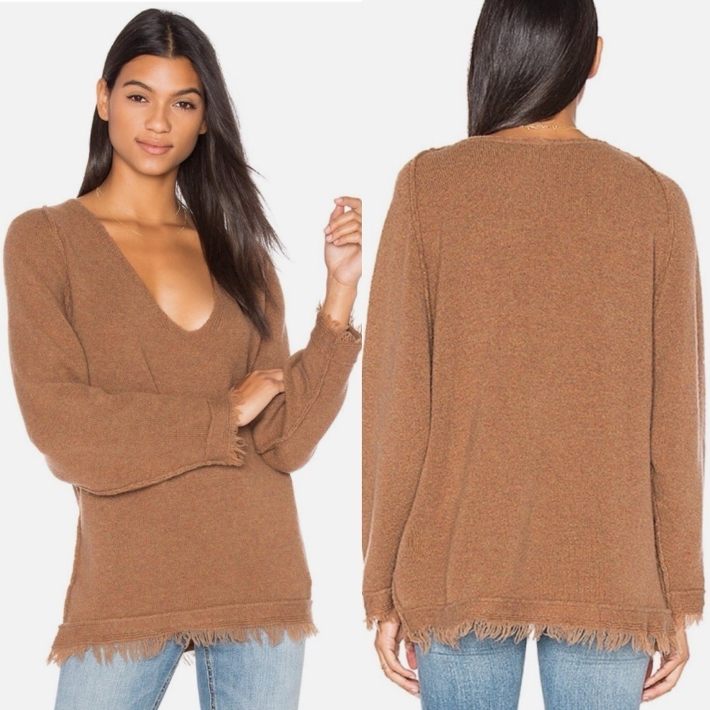 FREE PEOPLE Irresistible Wool Blend Boho Cottagecore Fringe Trim Cozy Sweater